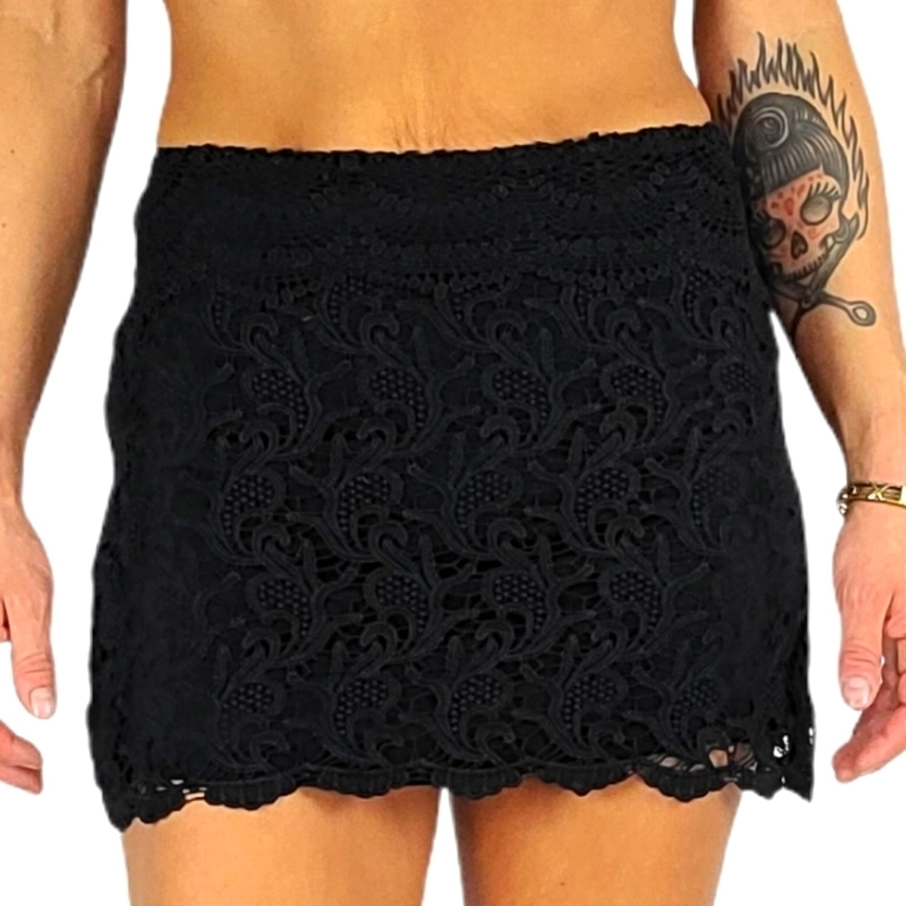 Pins and Needles Cotton Lace Mini Skirt Size Small Black - Picture 2 of 5